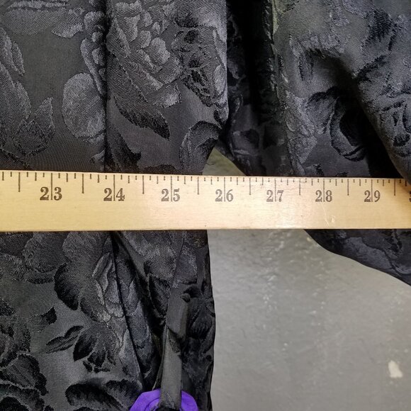 Vtg Victoria Secret Gold Label Robe One Size Satin Rose Black Purple Tie Kimono - Picture 15 of 15